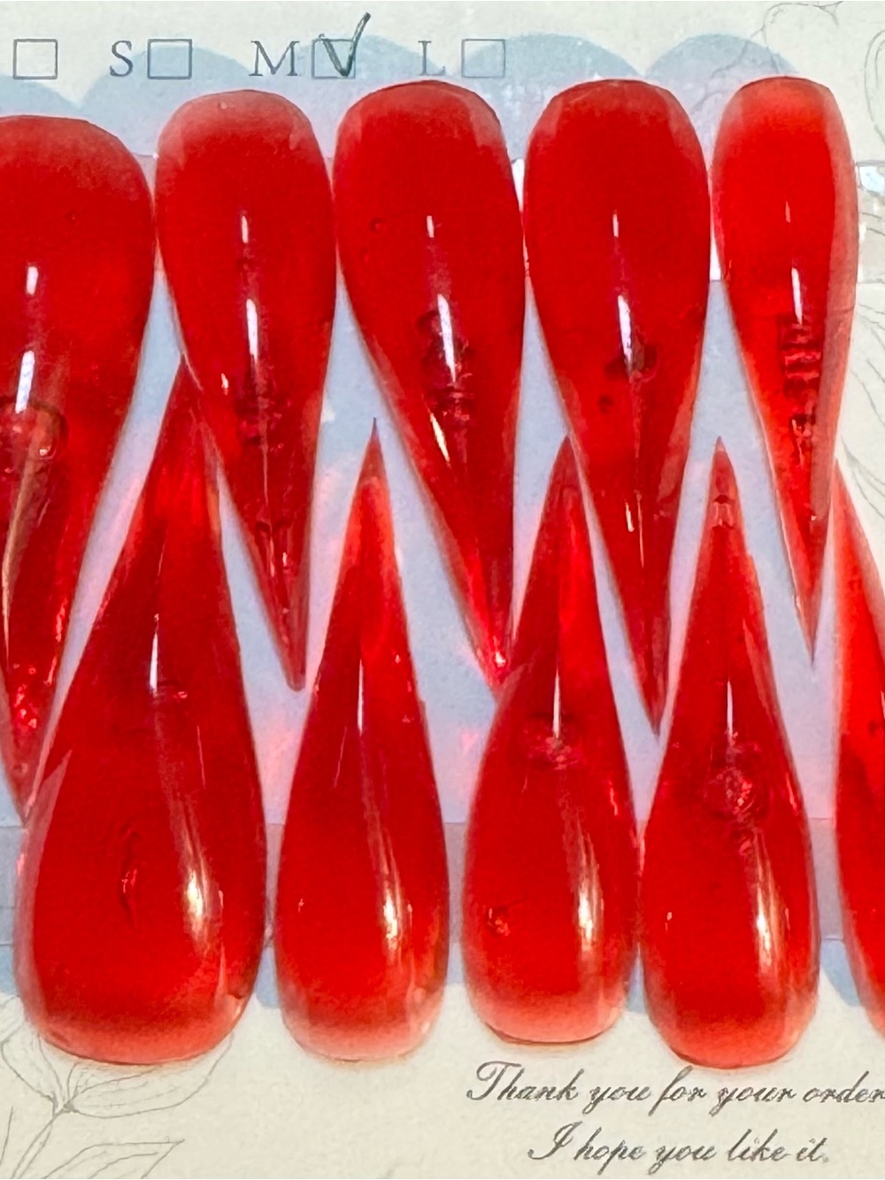 Medium Claw Red Press-On Nail Set for Women - Vibrant Red Long Nails